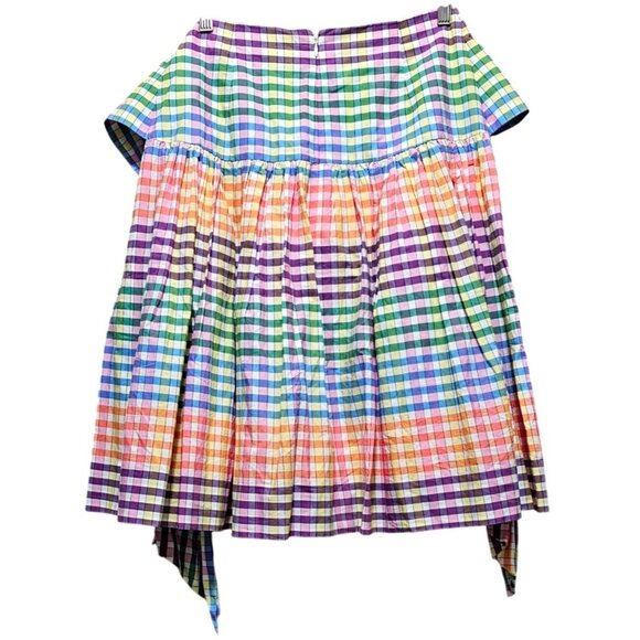 J. Crew Multicolor Plaid Cotton Blend Skirt With Bow Tie Waist Size 0 - Picture 3 of 8